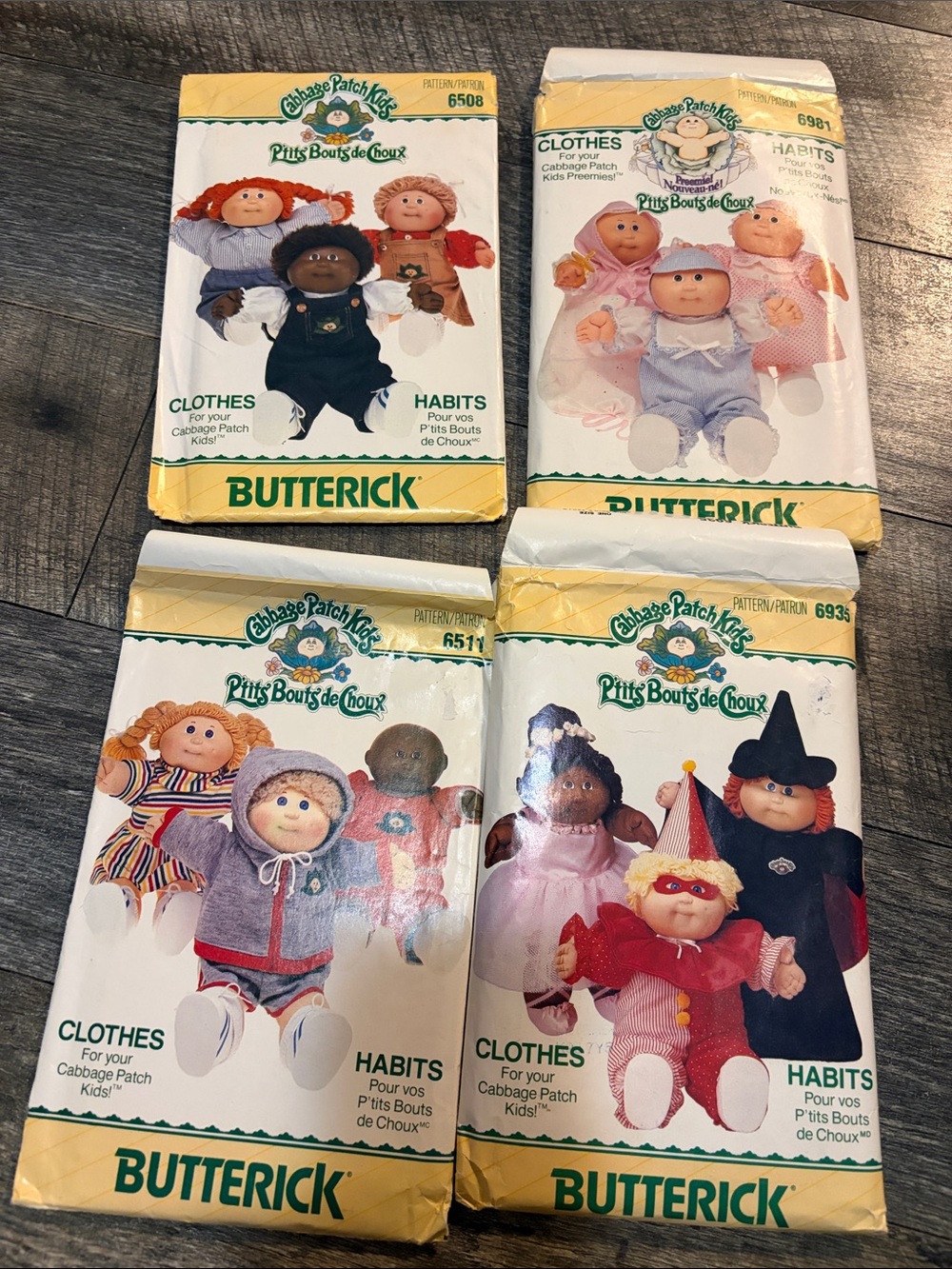 4 Cabbage Patch Kids Doll Clothes Sewing Patterns by Butterick As Is
